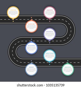 Road infographics with five pointers with place for your text, vector eps10 illustration