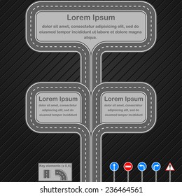 Road infographics template, 2d illustration, vector, eps 8