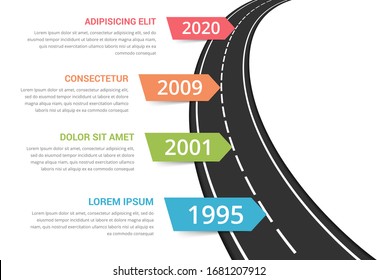 Road infographics template with four elements with place for your text, vector eps10 illustration