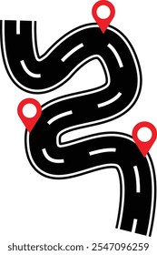 Road infographics. Winding road to success with pin pointers. Business journey way. Progress vector concept