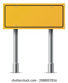 Road information board template. Empty yellow street sign
