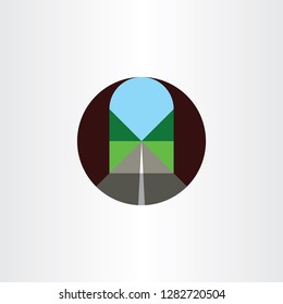 road inside tunnel flat icon vector logo design
