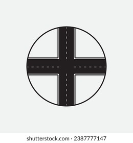 Road Intersection Flat design in a circle line vector.