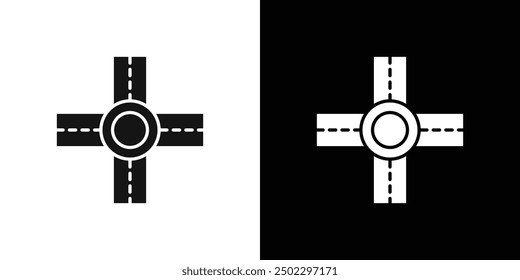 road intersection junction icon logo set vector