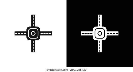 icono de intersección de carretera Símbolo de marca en estilo relleno