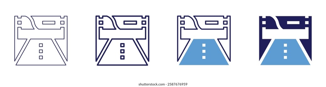 Road investment icon in 4 different styles. Thin Line, Line, Bold Line, Duotone. Duotone style. Editable stroke.