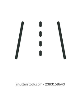 Road isolated icon, asphalt road vector icon with editable stroke