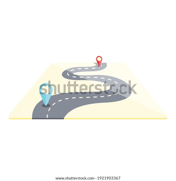 Road itinerary icon.\
Cartoon of road itinerary vector icon for web design isolated on\
white background