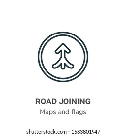 Road joining outline vector icon. Thin line black road joining icon, flat vector simple element illustration from editable maps and flags concept isolated on white background