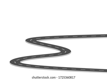 Road journey to the future. Asphalt street isolated on white background. Symbols Way to the goal of the end point. Path mean successful business planning Suitable for advertising and presentstation
