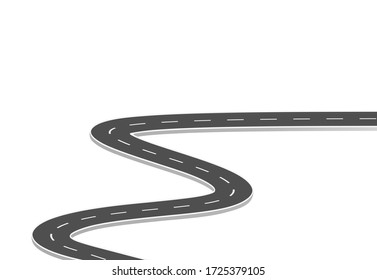 Road journey to the future. Asphalt street isolated on white background. Symbols Way to the goal of the end point. Path mean successful business planning Suitable for advertising and presentstation