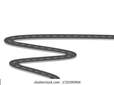 Road journey to the future. Asphalt street isolated on white background. Symbols Way to the goal of the end point. Path mean successful business planning Suitable for advertising and presentstation