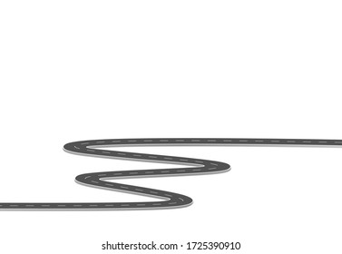 Road journey to the future. Asphalt street isolated on white background. Symbols Way to the goal of the end point. Path mean successful business planning Suitable for advertising and presentstation
