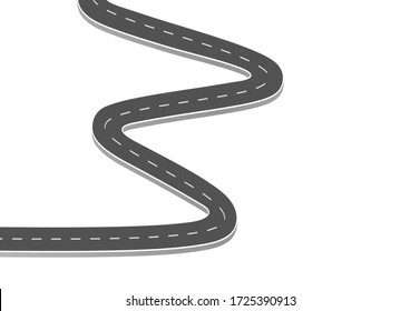 Road journey to the future. Asphalt street isolated on white background. Symbols Way to the goal of the end point. Path mean successful business planning Suitable for advertising and presentstation