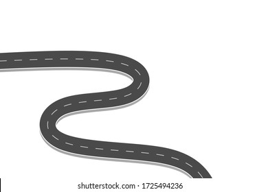 Road journey to the future. Asphalt street isolated on white background. Symbols Way to the goal of the end point. Path mean successful business planning Suitable for advertising and presentstation