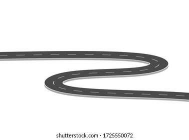 Road journey to the future. Asphalt street isolated on white background. Symbols Way to the goal of the end point. Path mean successful business planning Suitable for advertising and presentstation