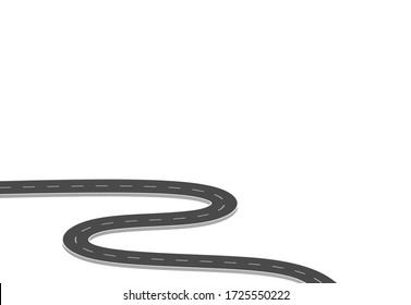 Road journey to the future. Asphalt street isolated on white background. Symbols Way to the goal of the end point. Path mean successful business planning Suitable for advertising and presentstation