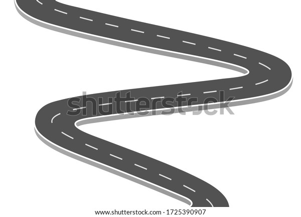 Road journey to the future. Asphalt street\
isolated on white background. Symbols Way to the goal of the end\
point. Path mean successful business planning Suitable for\
advertising and\
presentstation