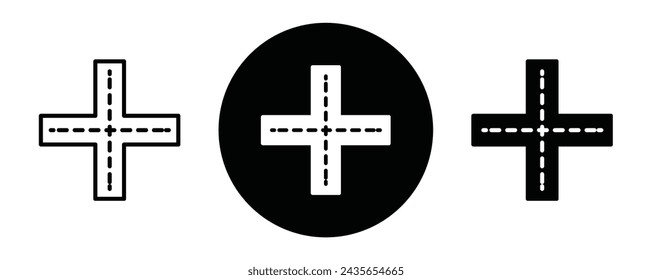 Road junction icon line art vector