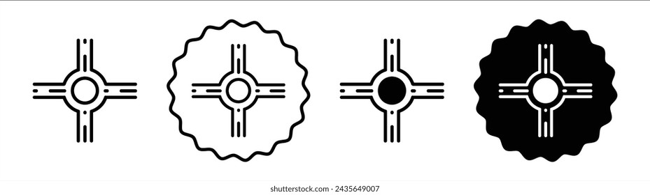 Road junction icon logo set vector