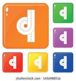 Road junction icons set collection vector 6 color isolated on white background