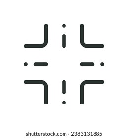 Icono aislado de cruce de carreteras, icono de vector de tabla cruzada con trazo editable