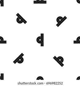 Road junction pattern repeat seamless in black color for any design. Vector geometric illustration