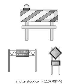 Road junctions and signs and other web icon in monochrome style.Pedestrian crossings and signs icons in set collection.