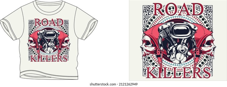 Straße Killers T-Shirt Design Hintergrund Farbe ist eine weiße und T-Shirt Farbe ist eine schöne weiße Farbe und schöne Design