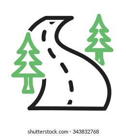 Road, landscape, drive icon vector image. Can also be used for camping. Suitable for web apps, mobile apps and print media.