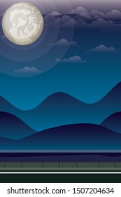 road and landscape night scene