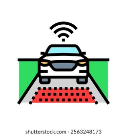 road lane detection autonomous vehicle color icon vector. road lane detection autonomous vehicle sign. isolated symbol illustration