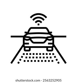 road lane detection autonomous vehicle line icon vector. road lane detection autonomous vehicle sign. isolated contour symbol black illustration