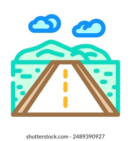Vector de color de la carretera que conduce hacia adelante. señal de progreso de la carretera hacia adelante. ilustración de símbolo aislado
