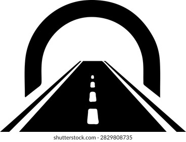 Road Leading into Tunnel Icon for Transportation and Travel Infrastructure Concept