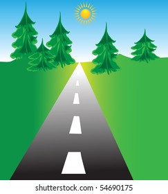 The Road leaving afar. Vector illustration