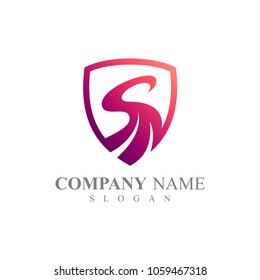 Road Letter S In Shield Shape, Logo Template Ready For Use