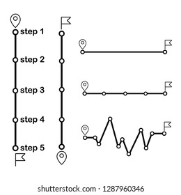 Road line by step with gps and flag - vector illustation