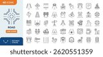 Road Line Editable Icons set. Containing street, highway, traffic light, signpost, directions, parking, route, GPS, drive, crosswalk, intersection, roundabout, and more. vector illustration	

