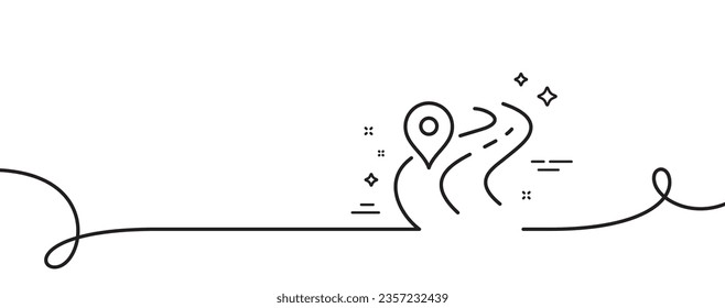 Straßenlinie-Symbol. Kontinuierlich eine Linie mit curl. Wegweiser für Reisen. Highway Route GPS Symbol. Straßenbahnlinie mit einspurigem Rahmen. Loop-Kurve Muster. Vektorgrafik