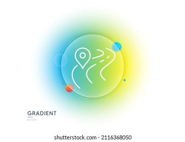 Road line icon. Gradient blur button with glassmorphism. Journey path sign. Highway route gps symbol. Transparent glass design. Road line icon. Vector