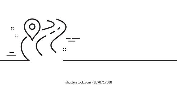 Icono de línea de carretera. Signo de camino de viaje. Símbolo gps de ruta de la autopista. Fondo mínimo de la ilustración de línea. Banner de patrón de icono de línea de carretera. Concepto de plantilla web blanca. Vector