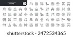 Road line icon set. Road sign, fence, highway, highway and car traffic.Series in linear style. Outline icon collection. Conceptual pictogram	
