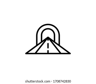 Icono de línea de carretera. Símbolo vectorial en estilo plano y moderno sobre fondo blanco. Canto por carretera para el diseño.
