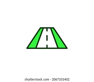 Icono de línea de carretera. Símbolo vectorial en estilo plano y a la moda sobre fondo blanco. El comercio canta por el diseño.