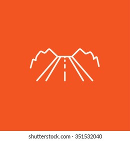 Icono de línea de carretera para web, móvil e infografía. Icono blanco vector aislado en fondo rojo.