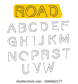 Road line  style vector of modern abstract font and alphabet