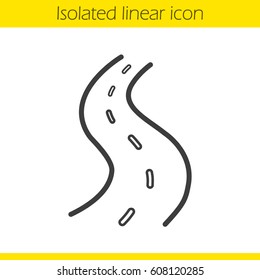 Road linear icon. Thin line illustration. Highway contour symbol. Vector isolated outline drawing