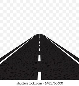 Road, linear perspective. Vector illustration isolated on transparent background 