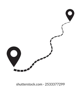 Road location icon. Route location icon isolated on white background. Location map path distance icon. Location vector for web and design.